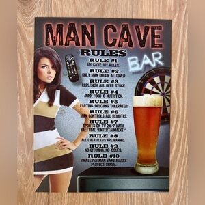 Man Cave Rules Metal Sign